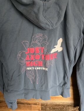 Juicy Couture Vintage Y2k Zip Up Fleece Hoodie XL Blue Velvet Lettering